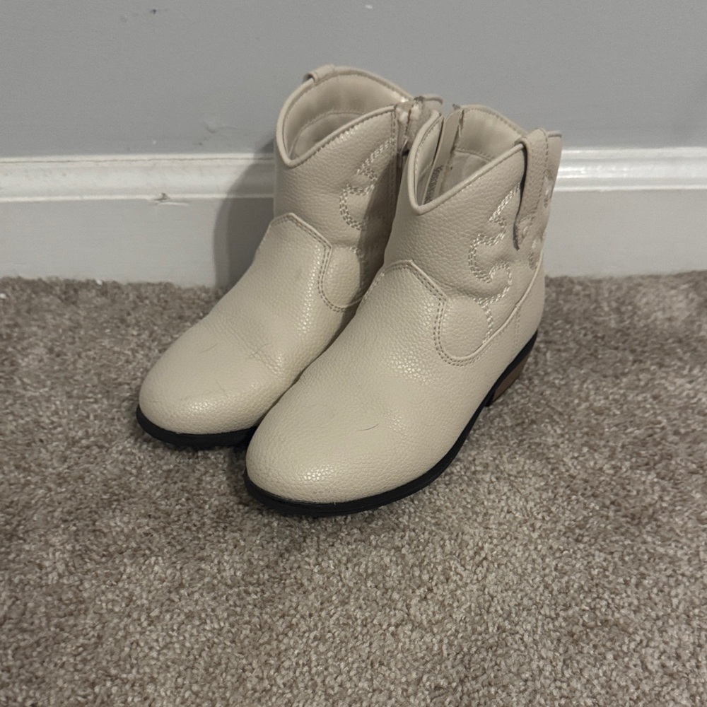 Cat & Jack Cream Girls Cowboy Boots